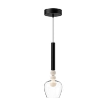 PD30501-BK/CL-Kuzco Lighting-Rise - 14W LED Pendant-17 Inches Tall and 5.75 Inches Wide-Black Finish