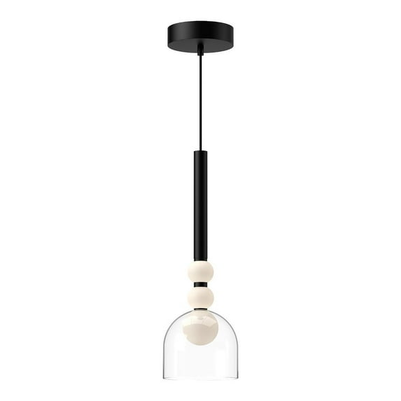 PD30505-BK/CL-Kuzco Lighting-Rise - 14W LED Pendant-17 Inches Tall and 5.63 Inches Wide-Black Finish