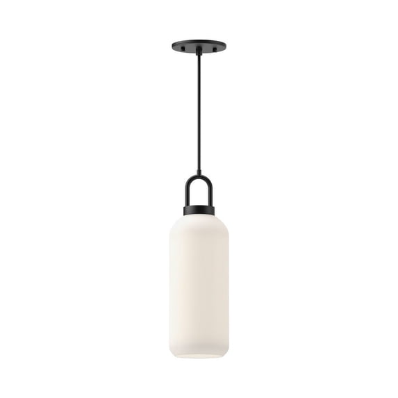 PD401505MBOP-Alora Lighting-Soji - 1 Light Pendant-14.88 Inches Tall and 5.13 Inches Wide-Matte Black Finish-Matte Opal Glass Color   -Traditional