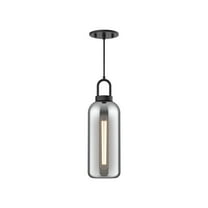 PD401505MBSM-Alora Lighting-Soji - 1 Light Pendant-14.88 Inches Tall and 5.13 Inches Wide-Matte Black Finish-Smoked Glass Color   -Traditional