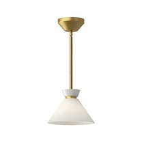 PD470108BGGO-Alora Lighting-Halston - 1 Light Pendant-5.63 Inches Tall and 8 Inches Wide   Brushed Gold Finish with Glossy Opal Glass