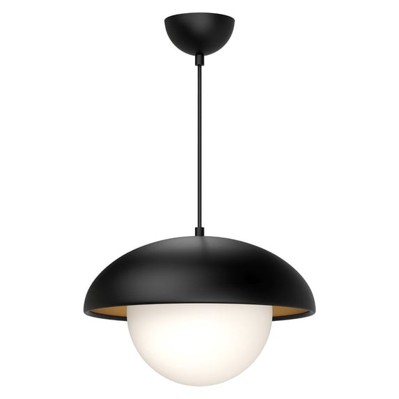 PD522016MBOP-Alora Lighting-Rubio - 1 Light Pendant-10.5 Inches Tall and 16 Inches Wide Matte Black Finish with Opal Matte Glass