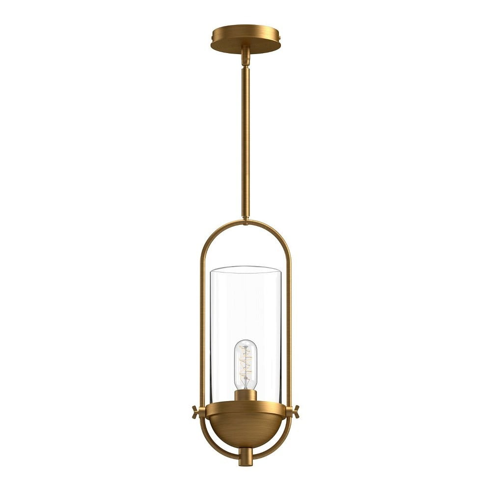 Cyrus Aged Gold and Matte Black 17.63" Glass Pendant Light