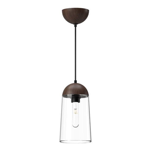 PD542207MBWT-Alora Lighting-Emil - 1 Light Pendant-11.5 Inches Tall and 6 Inches Wide-Matte Black/Walnut Finish -Traditional Installation
