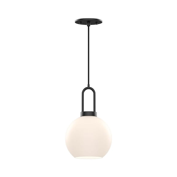 PD601608MBOP-Alora Lighting-Soji - 1 Light Pendant-12.5 Inches Tall and 7.88 Inches Wide-Matte Black Finish-Matte Opal Glass Color -Traditional