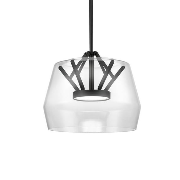 PD61412-CL/BK-Kuzco Lighting-Deco - 16W LED Pendant-10.25 Inches Tall and 11.75 Inches Wide-Black Finish