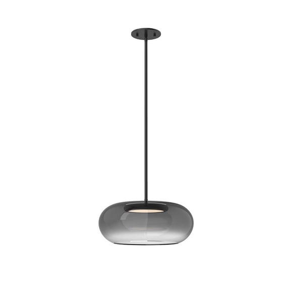 PD62014-BK/SM-Kuzco Lighting-Trinity - 21W LED Pendant-6.13 Inches Tall and 14.25 Inches Wide-Black Finish-Smoked Glass Color