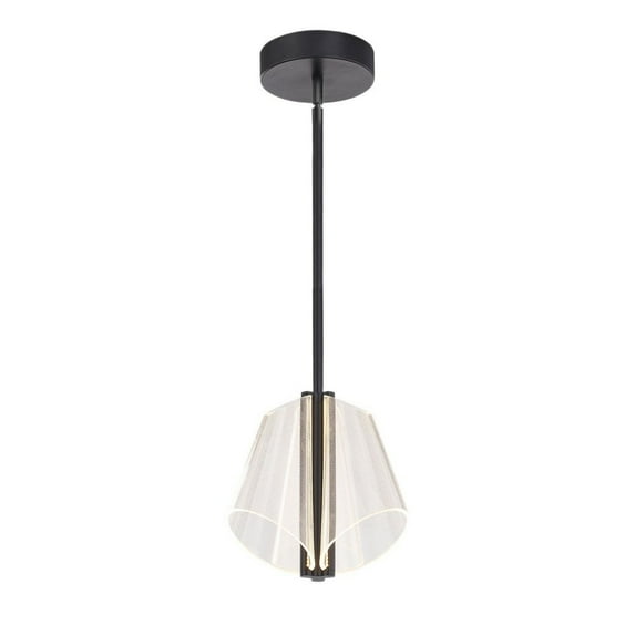 PD62511-BK/LG-Kuzco Lighting-Mulberry - 44W LED Pendant-11 Inches Tall and 10.88 Inches Wide-Black/Light Guide Finish