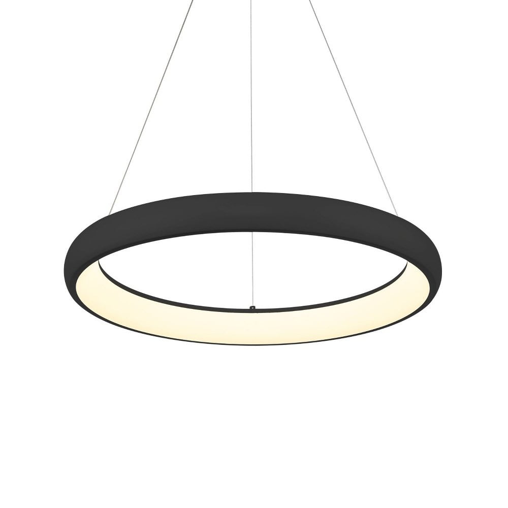 Cortana Sleek Black LED Drum Pendant Light
