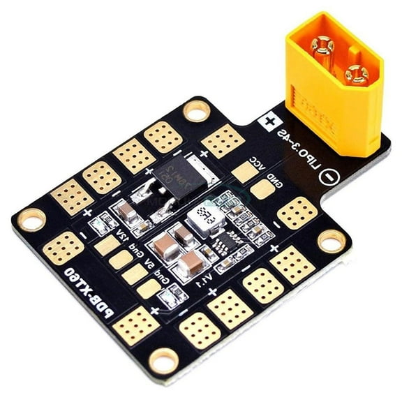 PDB-XT60 Distribution Board for Multirotors Drones  Regulated 5V&12V Outputs, Dual BEC for 3S-4S Lipo Operation