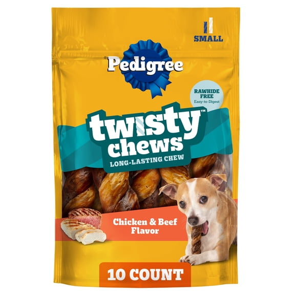 Pedigree Twisty Chews Long-Lasting Dog Treats Small, Chicken & Beef Flavor, 9.17 oz. Pouch