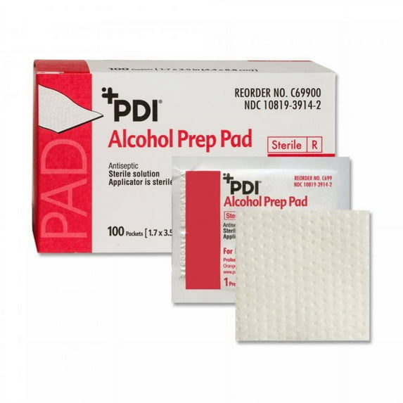 PDI Alcohol Prep Pad, 70% Strength, Large, Sterile, 100 Count