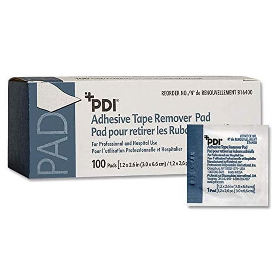 PDI Healthcare Adhesive Remover Pad, 1-1/4 x 2-5/8", 100 Count, Professional Disposables, Box