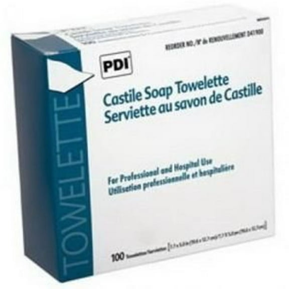 PDI Healthcare Castile Soap Towelette, 6.1 x 6.6 x 2.6 Inch, Box of 100