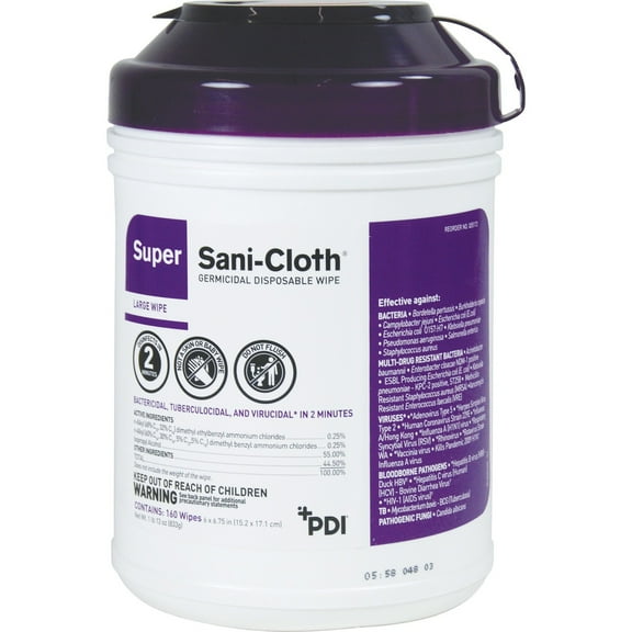 PDI Healthcare Sani Cloth Wipes Super 6"x6-3/4" 160 Wipes PSSC077172