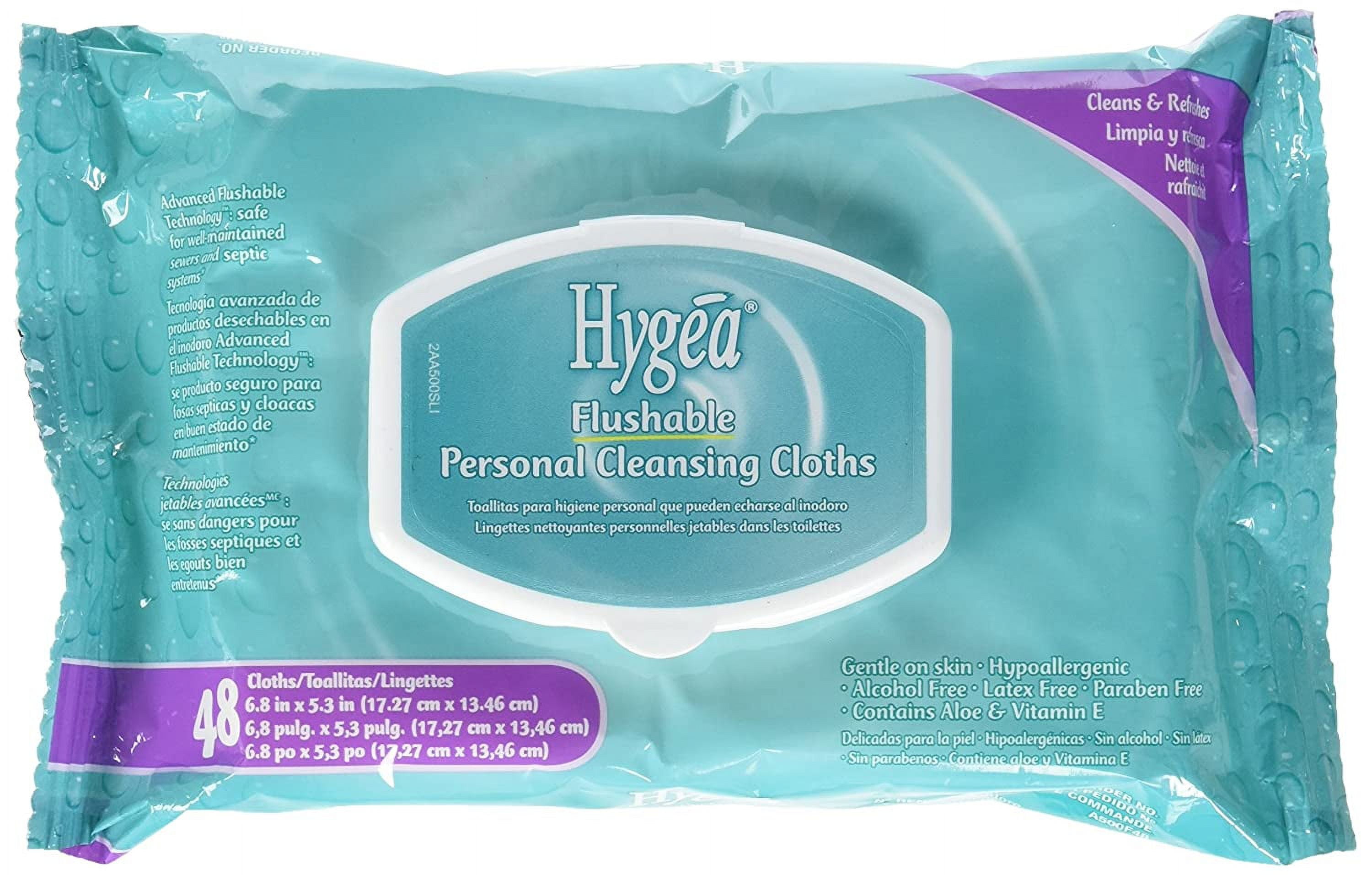 PDI Hygea Flushable Personal Wipe Cleansing Cloth, 5 X 7 Inch Pack of 48