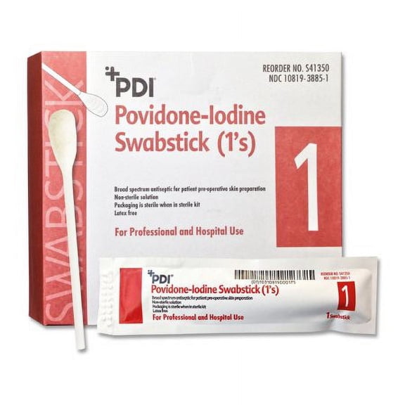 PDI PVP Iodine Povidone Iodine Impregnated Cotton Swabs, 50 Count