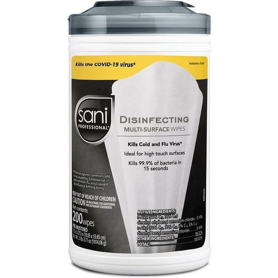 PDI Sani-Cloth Multi-Surface Disinfecting Wipes - Ready-To-Use Wipe - 200 / Tub - 1 Each - White | Bundle of 10 Each