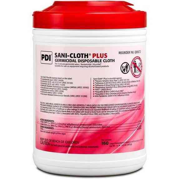 PDI Sani-Cloth Plus Germicidal Disposable Cloth - Wipe - 6" Width x 6.75" Length - 160 / Canister - 1 Each - White