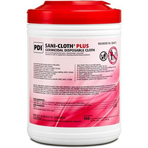 PDI Sani-Cloth Plus Germicidal Disposable Cloth - Wipe - 6" Width x 6.75" Length - 160 / Canister - 1 Each - White