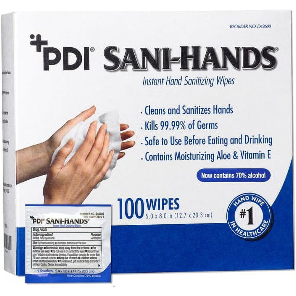 PDI Sani-Hands Instant Hand Sanitizing Wipes - Antimicrobial, Anti-septic, Dye-free, Fragrance-free, Hygienic, Resealable - For Hand - 100 Per Box - 10 / Carton PDI Sani-Hands Instant Hand Sanitizing Wipes - Antimicrobial, Anti-septic, Dye-free, Fragrance-free, Hygienic, Resealable - For Hand - 100 Per Box - 10 / Carton