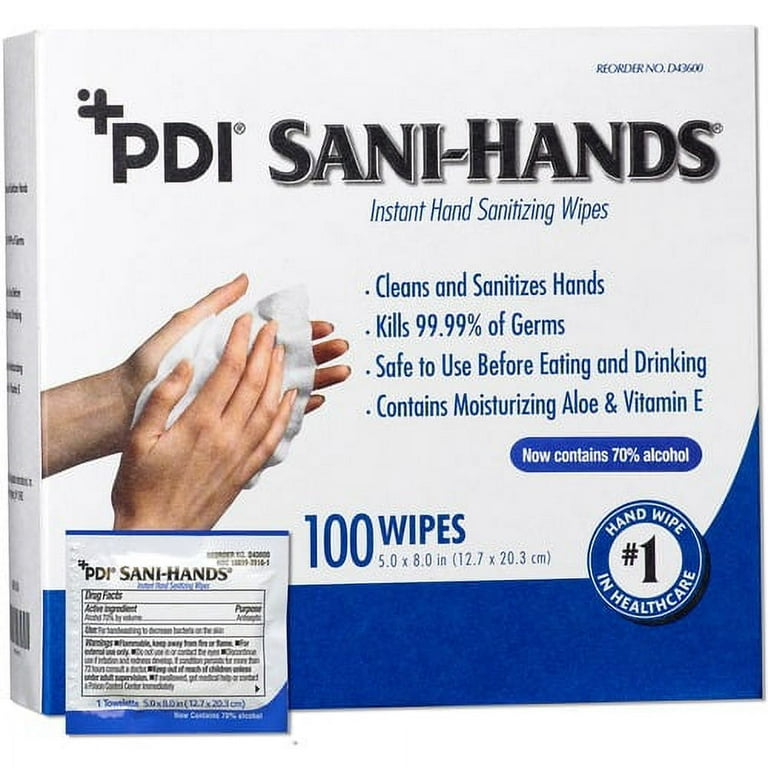 PDI Sani-Hands Instant Hand Sanitizing Wipes - Antimicrobial, Anti-septic, Dye-free, Fragrance-free, Hygienic, Resealable - For Hand - 100 Per Box - 10 / Carton PDI Sani-Hands Instant Hand Sanitizing Wipes - Antimicrobial, Anti-septic, Dye-free, Fragrance-free, Hygienic, Resealable - For Hand - 100 Per Box - 10 / Carton