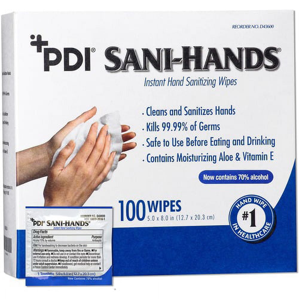 PDI Sani-Hands Instant Hand Sanitizing Wipes - Antimicrobial, Anti-septic, Dye-free, Fragrance-free, Hygienic, Resealable - For Hand - 100 / Box PDI Sani-Hands Instant Hand Sanitizing Wipes - Antimicrobial, Anti-septic, Dye-free, Fragrance-free, Hygienic, Resealable - For Hand - 100 / Box