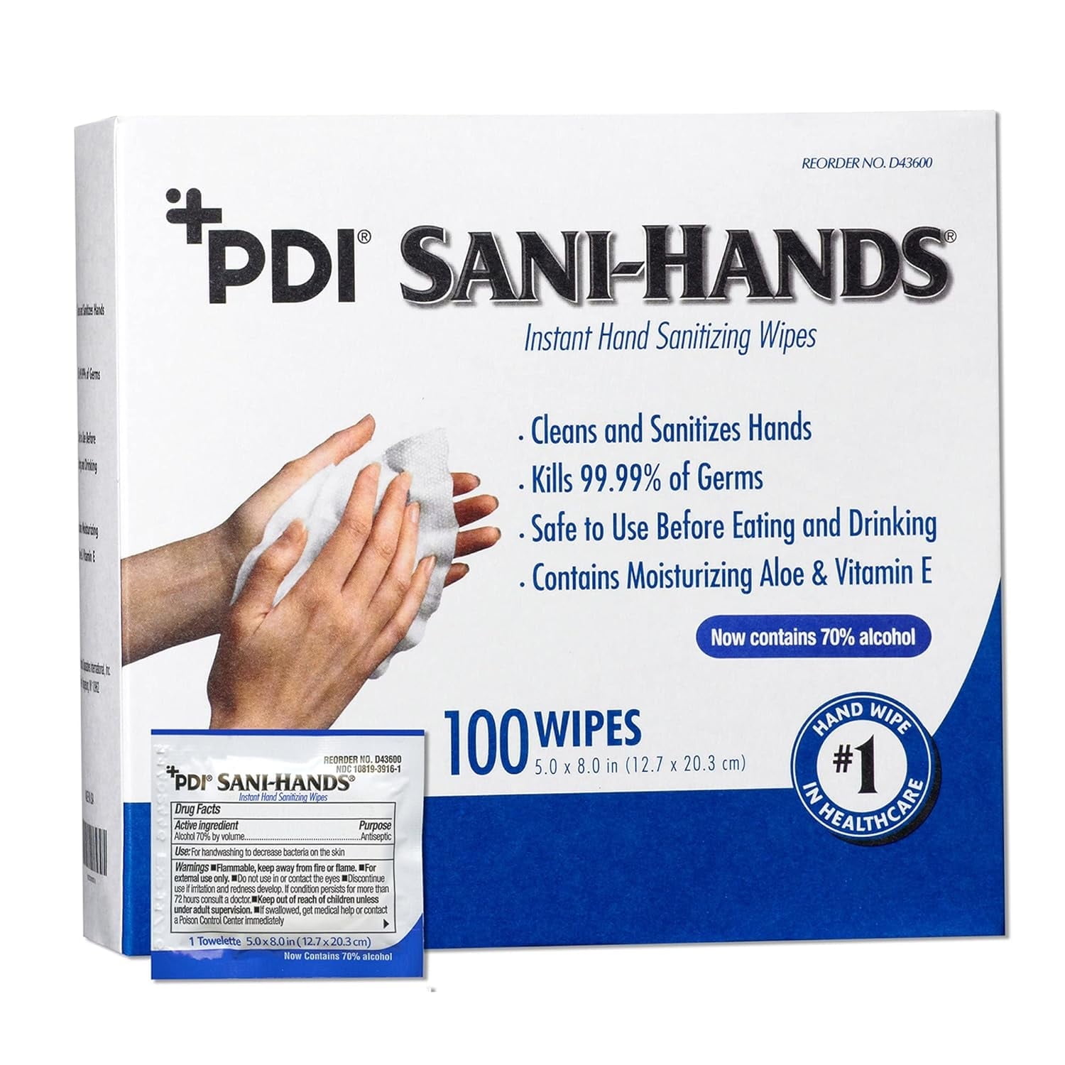 PDI Sani-Hands Instant Hand Sanitizing Wipes - Antimicrobial, Anti-septic, Dye-free, Fragrance-free, Hygienic, Resealable - For Hand - 100 Per Box - 10 / Carton PDI Sani-Hands Instant Hand Sanitizing Wipes - Antimicrobial, Anti-septic, Dye-free, Fragrance-free, Hygienic, Resealable - For Hand - 100 Per Box - 10 / Carton