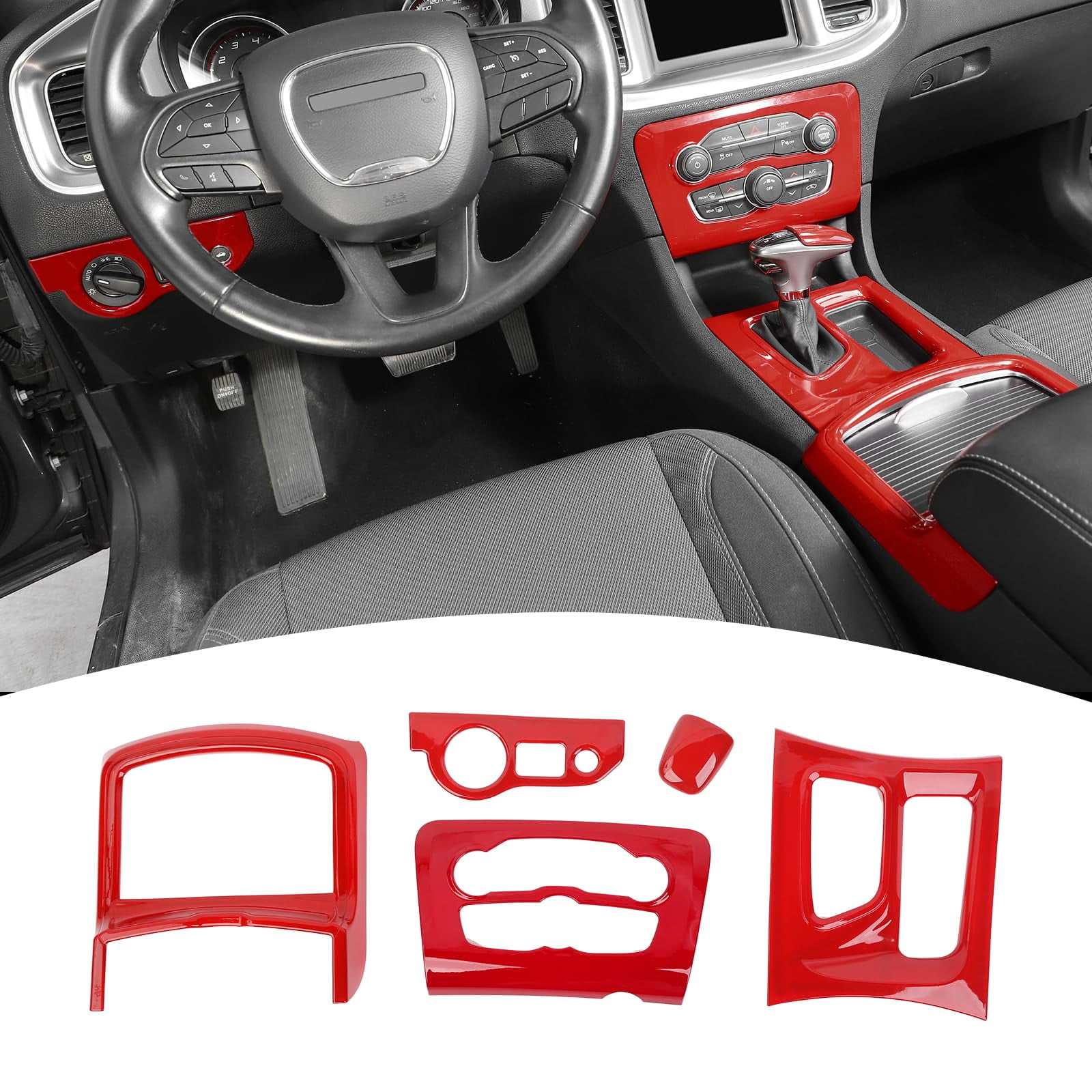 PDKLIN for Charger Center Consoles Dash Board Trim Compatible with 2015