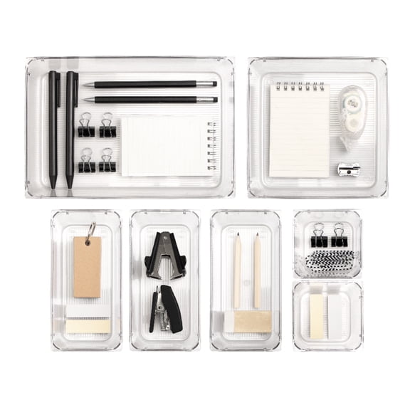 Isaac Jacobs Clear Multi-Size Drawer Organizer Set, 7-Piece