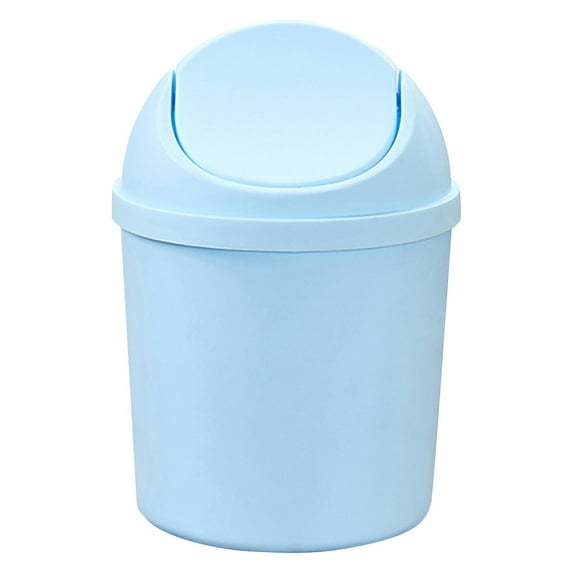 PDNRPSP 1 Pcs Plastic Mini Wastebasket Trash Can, Trash can with Swing Lid, Stylish Countertop Trash Bin for Office Bathroom Bedroom (Blue)