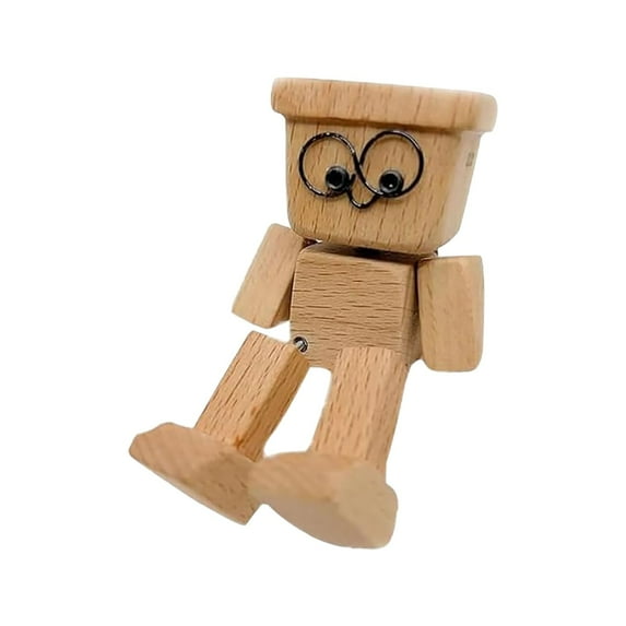 PDNRPSP Shaking Wooden Man Figurine, Handmade Shaking Feet Wooden Doll, Car Ornaments, Funny Wood Car Decor Creative Gifts Commutes, Car Dashboard Decorations 1 Pack (C)