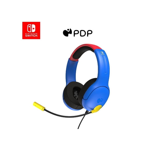 PDP, 500-162-MAR ref, Gaming AIRLITE Stereo Headset with Mic for Nintendo Switch, Switch OLED & Lite - Mario Dash Blue 500-162-MAR