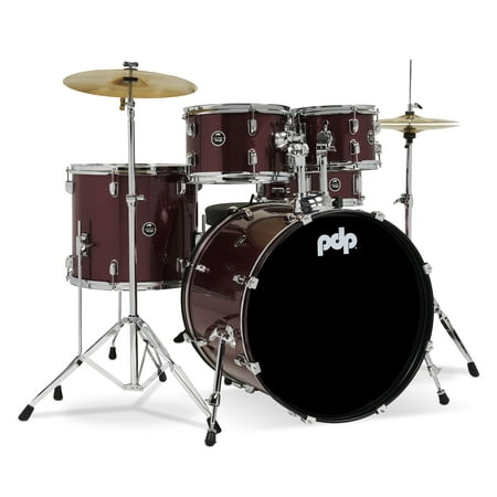 PDP Center Stage 5-Piece Drum Set with Hardware and Cymbals (Ruby Red Sparkle)