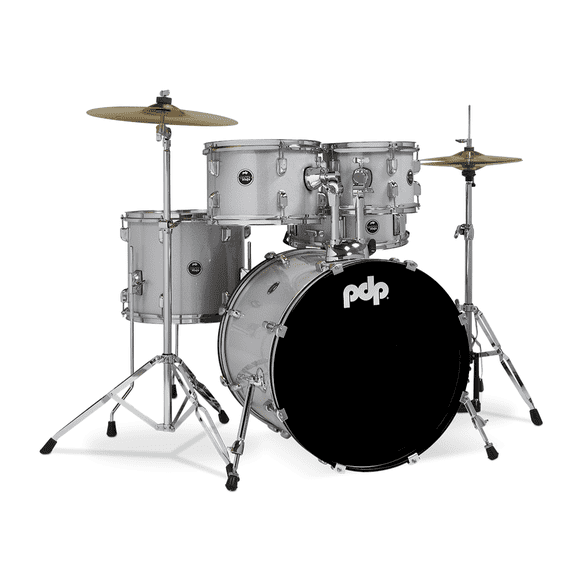 PDP Center Stage 5-Piece Full Drum Kit - 10/12/14/20/14, Diamond White Sparkle