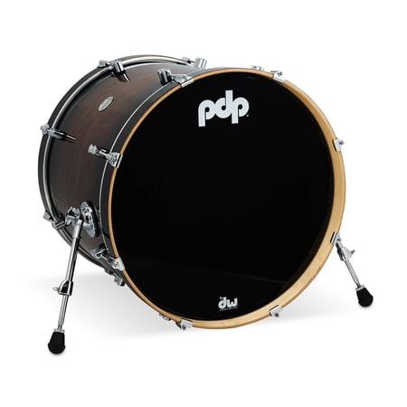 PDP Concept Series Maple Exotic Bass Drum, 18x22, Walnut to Charcoal Burst w/Chrome Hardware