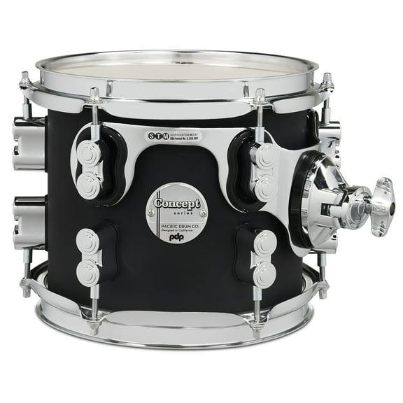 PDP Concept Maple 7x8 Tom Drum, Satin Black Finish, 7-Ply Shell - PDCM0708STBK