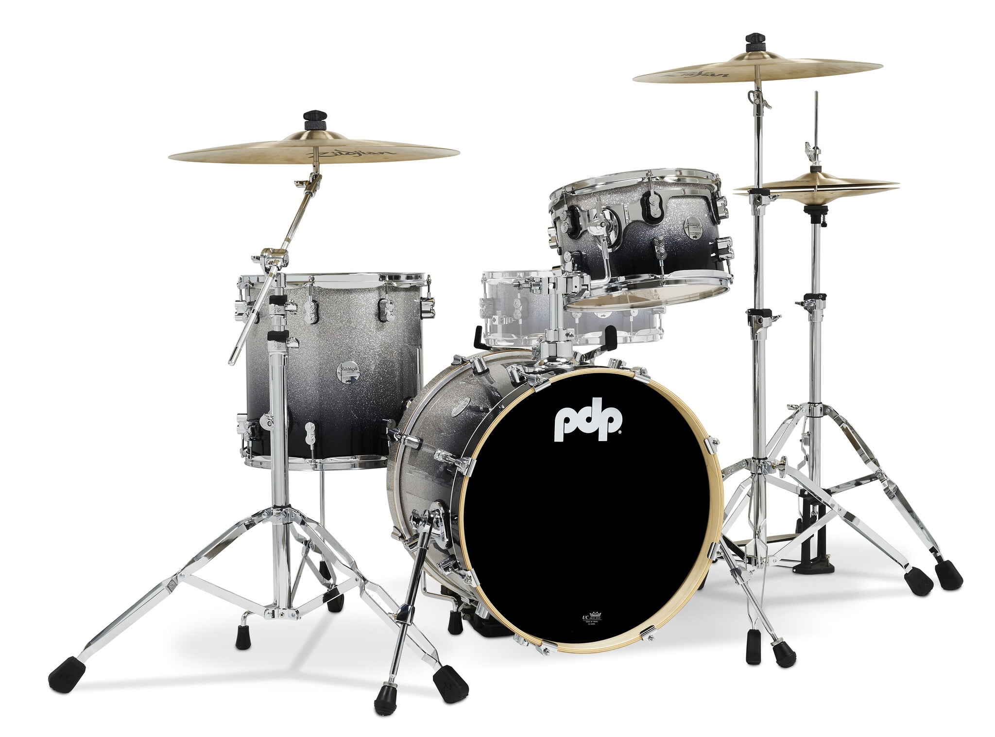 PDP PDCM18BPSB Concept Maple Bop Drum Set, Silver & Black Fade - 3 Piece