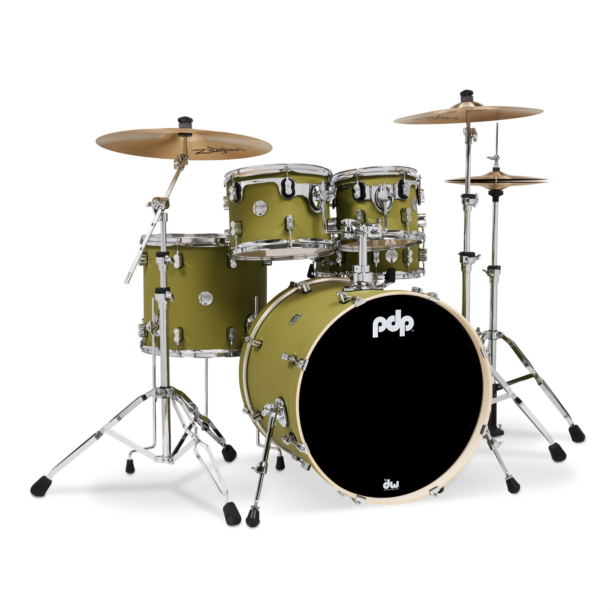 PDP Concept Series 5-Piece Maple Drum Shell Pack - Satin Olive - 10/12 ...