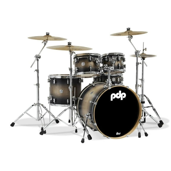 PDP Concept Series 5-Piece Maple Shell Pack w/ 22" Bass Drum & Chrome Hardware - Satin Charcoal Burst