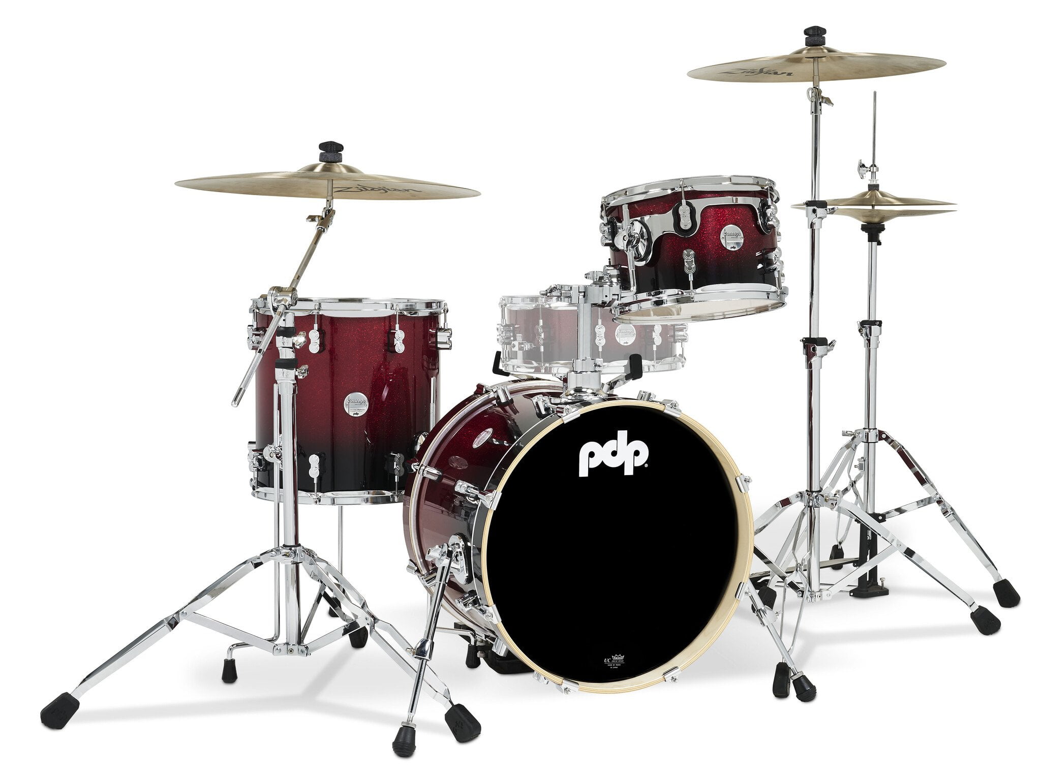 PDP PDCM18BPRB Concept Maple Bop Drum Set, Red & Black Fade - 3 Piece