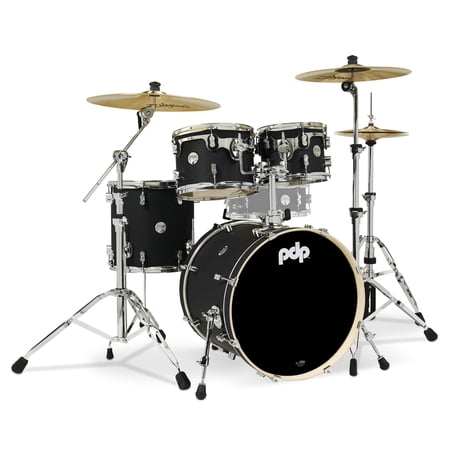 PDP PDCM20FNBK Concept Maple Shell Pack, Satin Black - 4 Piece
