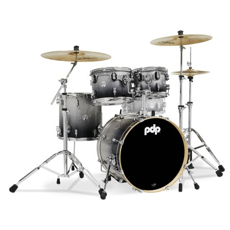 PDP PDCM20FNSB Concept Maple Drum Set, Silver & Black Fade - 4 Piece