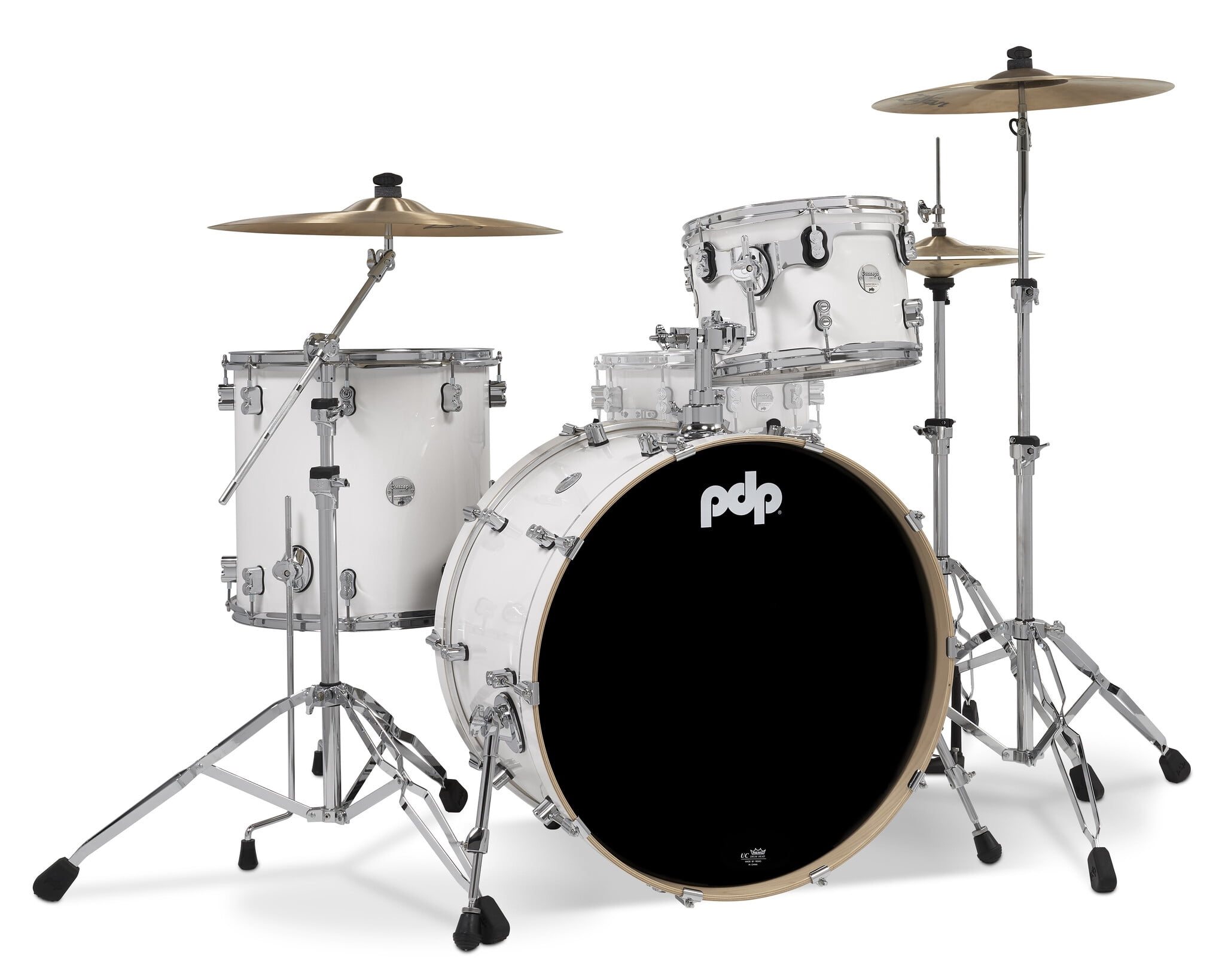 PDP PDCM24RKPW Concept Maple Rock Drum Set, Pearlescent White - 3 Piece