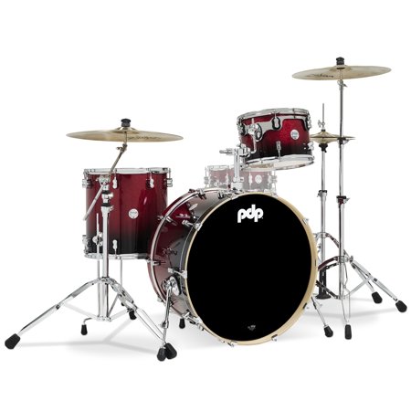 PDP PDCM24RKRB Concept Maple Drum Set, Red & Black Fade - 3 Piece
