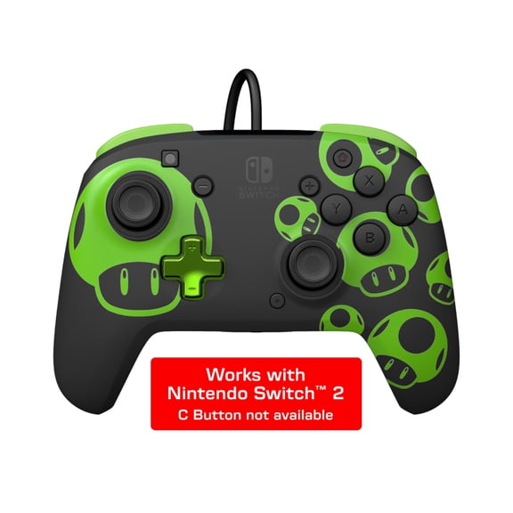 PDP REMATCH Glow Wired Controller for Nintendo Switch, 1-Up Mushroom