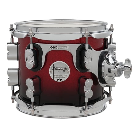 PDP Red To Black Fade - Chrome Hardware Kit Drums, 7 x 8