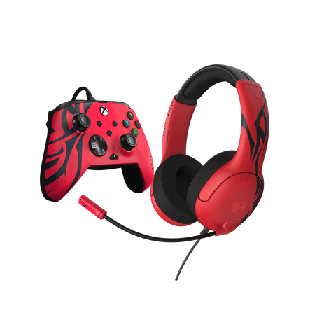 PDP Spirit Red Bundle Pack: REMATCH Advanced Wired Controller & AIRLITE Wired Headset For Xbox Series X|S, Xbox One, & Windows 10/11 PC