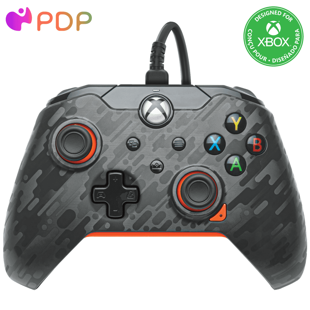 PDP Neon Wired Controller for Xbox & Windows 10/11, Camo Orange