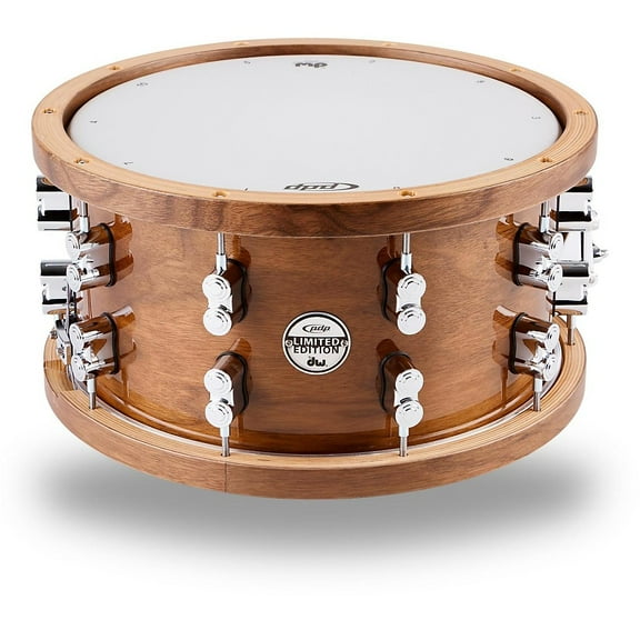 PDP by DW Limited-Edition Dark Stain Maple and Walnut Snare With Walnut Hoops and Chrome Hardware 14 x 7.5 in.